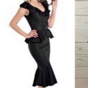 Stop Staring Black Ruffle Peplum Midi Dress